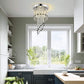 Crystal Chandelier Lighting, Mini Chandelier , 3-Light H15.16” W8.66”Modern Ceiling Lights , Flush Mount Ceiling Light,Small Chandelier for Closet , Girls Room,Bedroom, Living Room, Dining Room