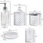 Set of 5 Glass Bathroom Accessories Set Include Soap Dispenser & Tumbler & Soap Dish & Toothbrush Holder & Apothecary Jar(Luxurious Crystal Sparkling Colored)