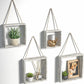 J JACKCUBE DESIGN Floating Hanging Square Shelves Wall Mounted Rustic Wood Cube Display Shelf Shadow Boxes Decorative Boho Home Décor for Living Room, Bedroom, Office, Set of 4 (White) - MK571C