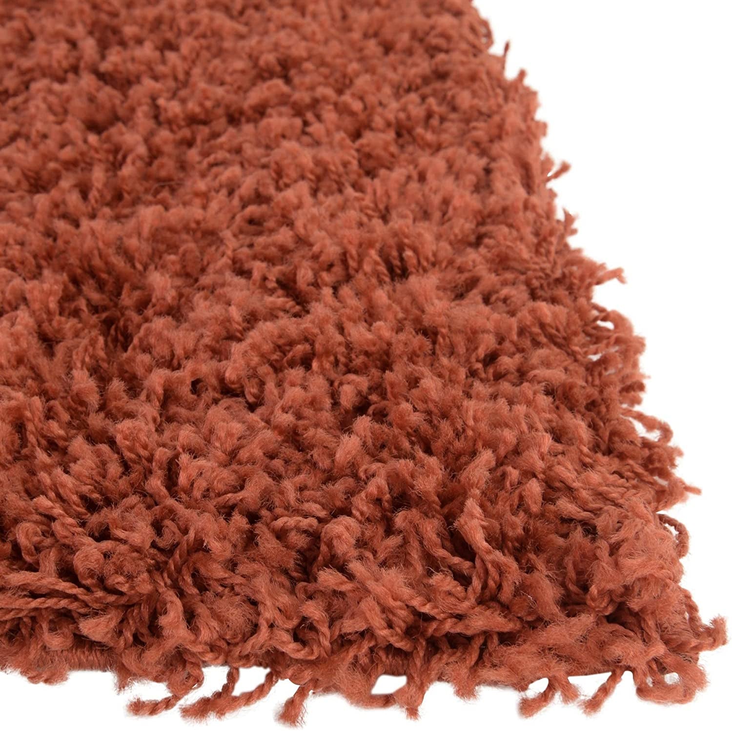 - Über Cozy Solid Shag Collection Rug – 5' X 8' Terracotta Shag Rug Perfect for Bedrooms, Dining Rooms, Living Rooms, 5 X 8 Feet
