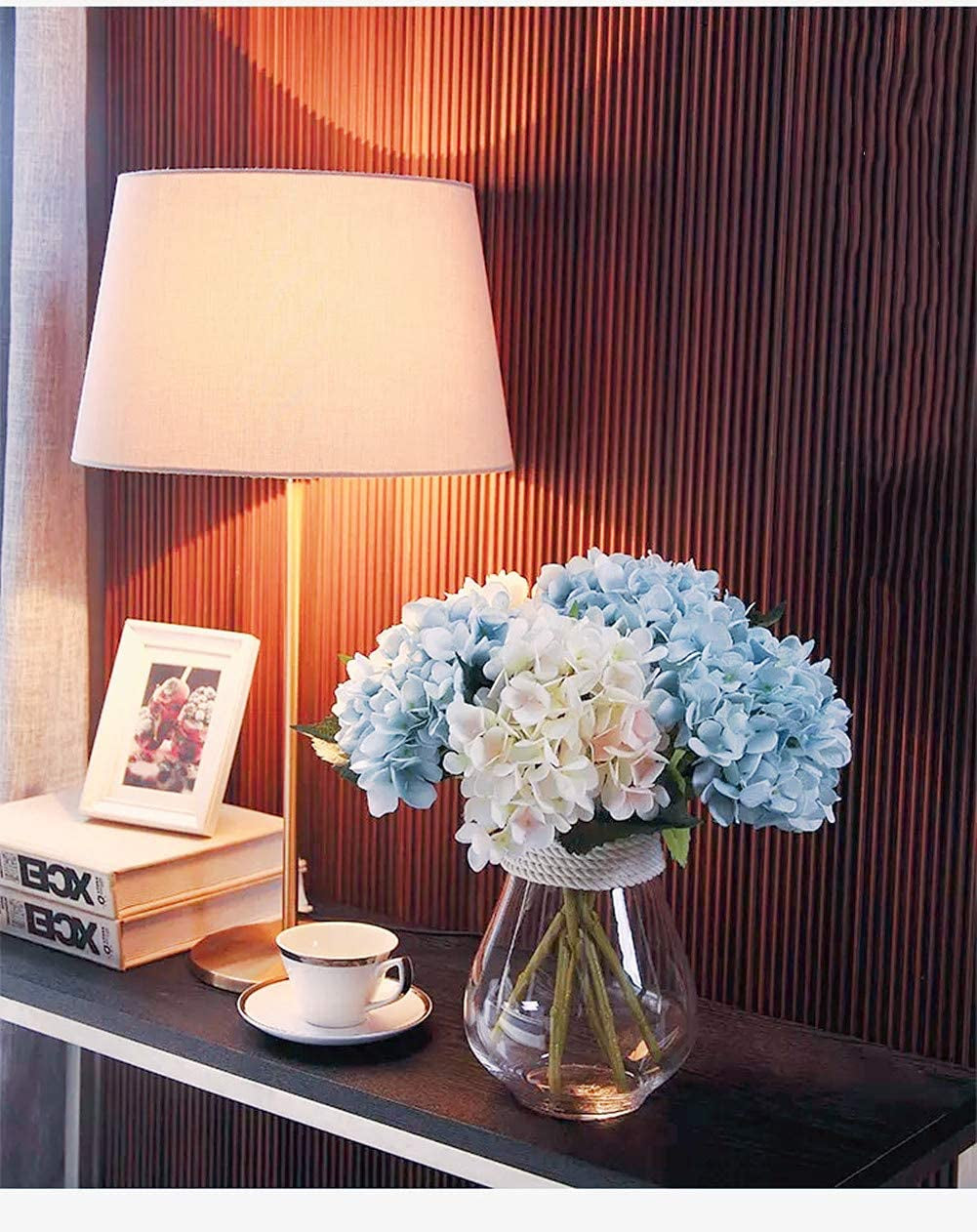 3PCS Artificial Flowers Hydrangeas Flowers Silk Bouquet for Wedding Bridal Office Home Party Decoration (All Light Blue)