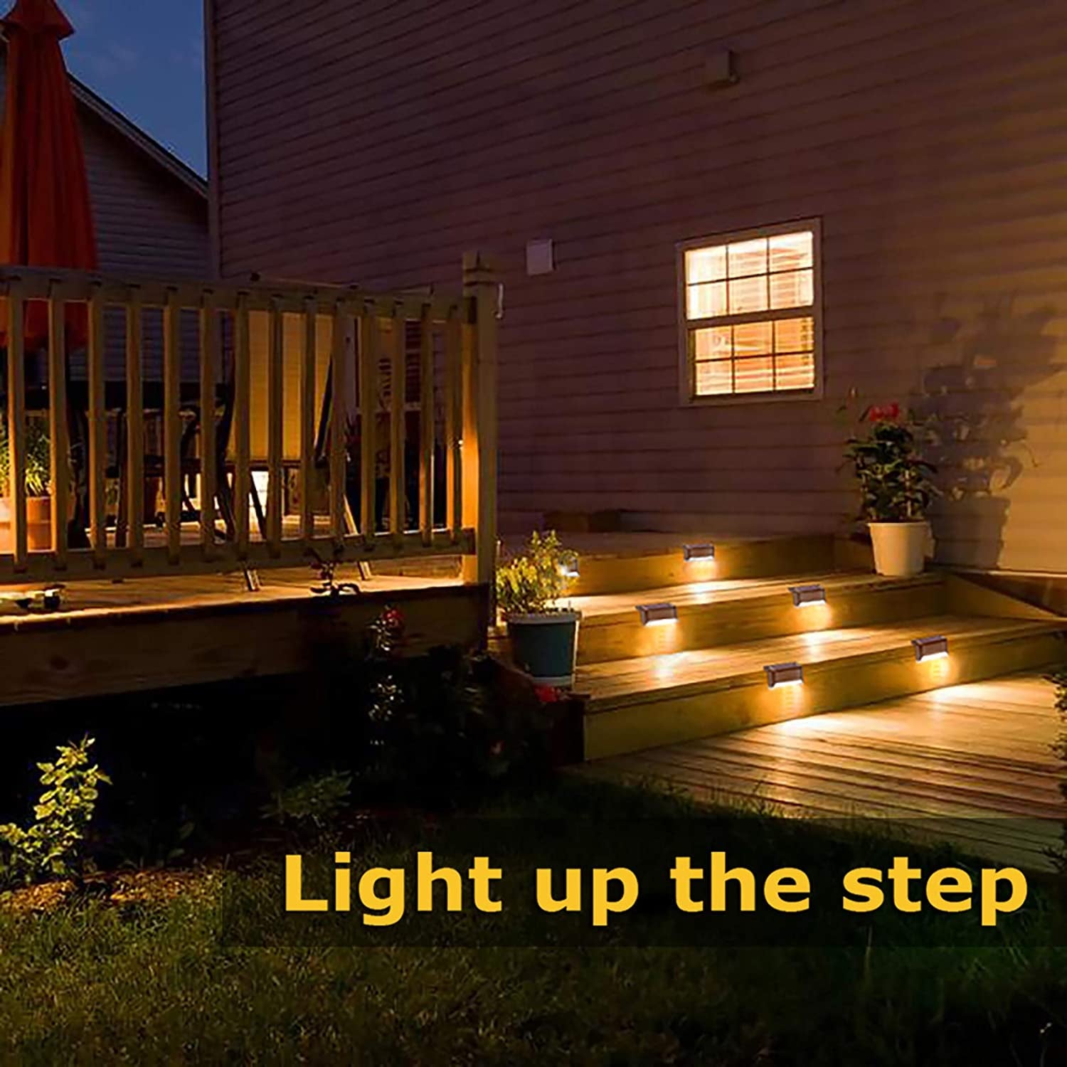 Solar Deck Lights Outdoor, 16 Pack Solar Step Lights LED Waterproof Solar Fence Lights Stair Lights for Railing, Deck, Patio, Yard, Post and Driveway, Warm White
