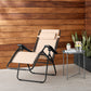 Outdoor Textilene Adjustable Zero Gravity Folding Reclining Lounge Chair with Pillow, Beige