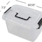 5 L Plastic Storage Bin with Lid, Clear Transparent Box with Black Handles Set of 6