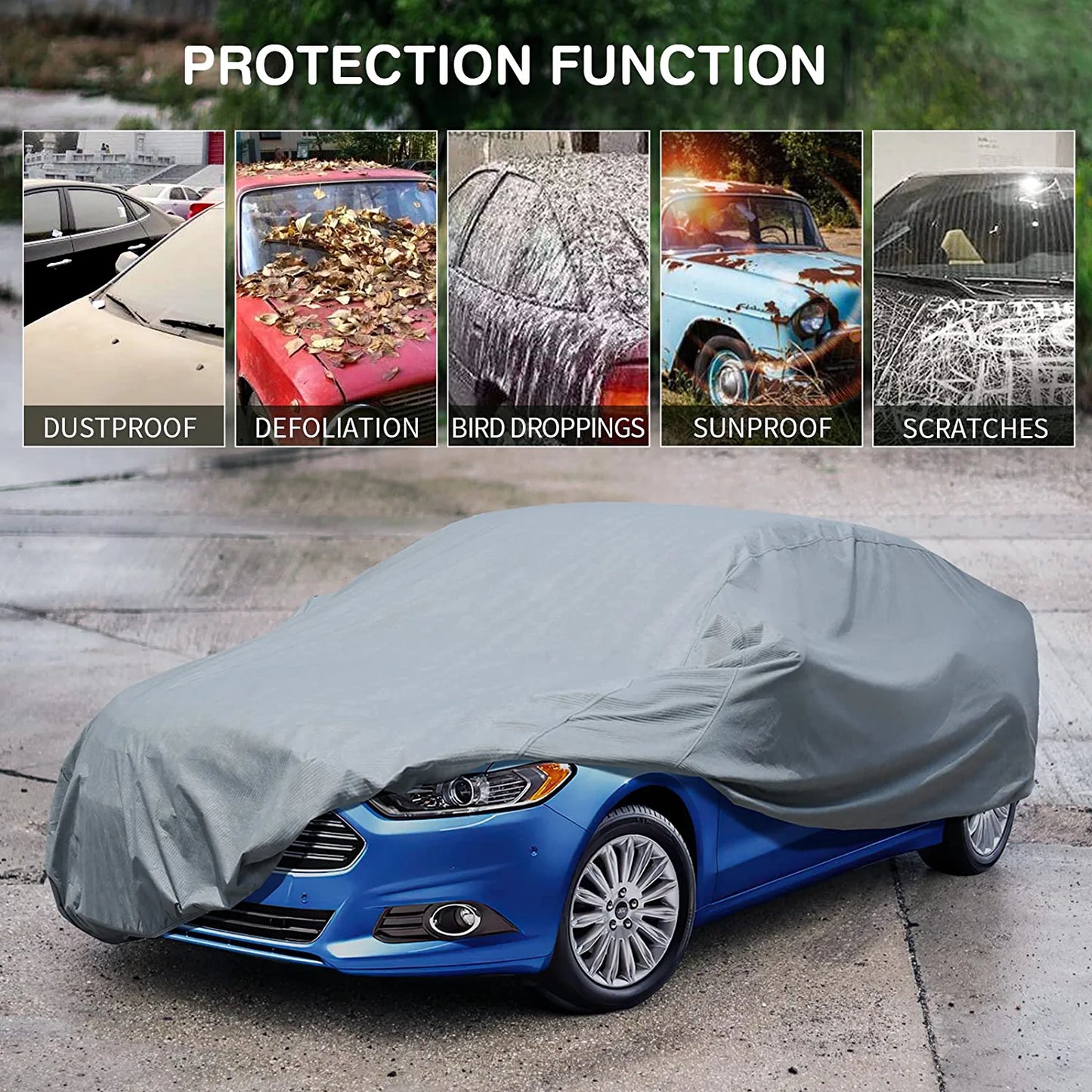 Basic Guard Sedan Car Cover Breathable Indoor Use and Limited Outdoor Use up to 200"