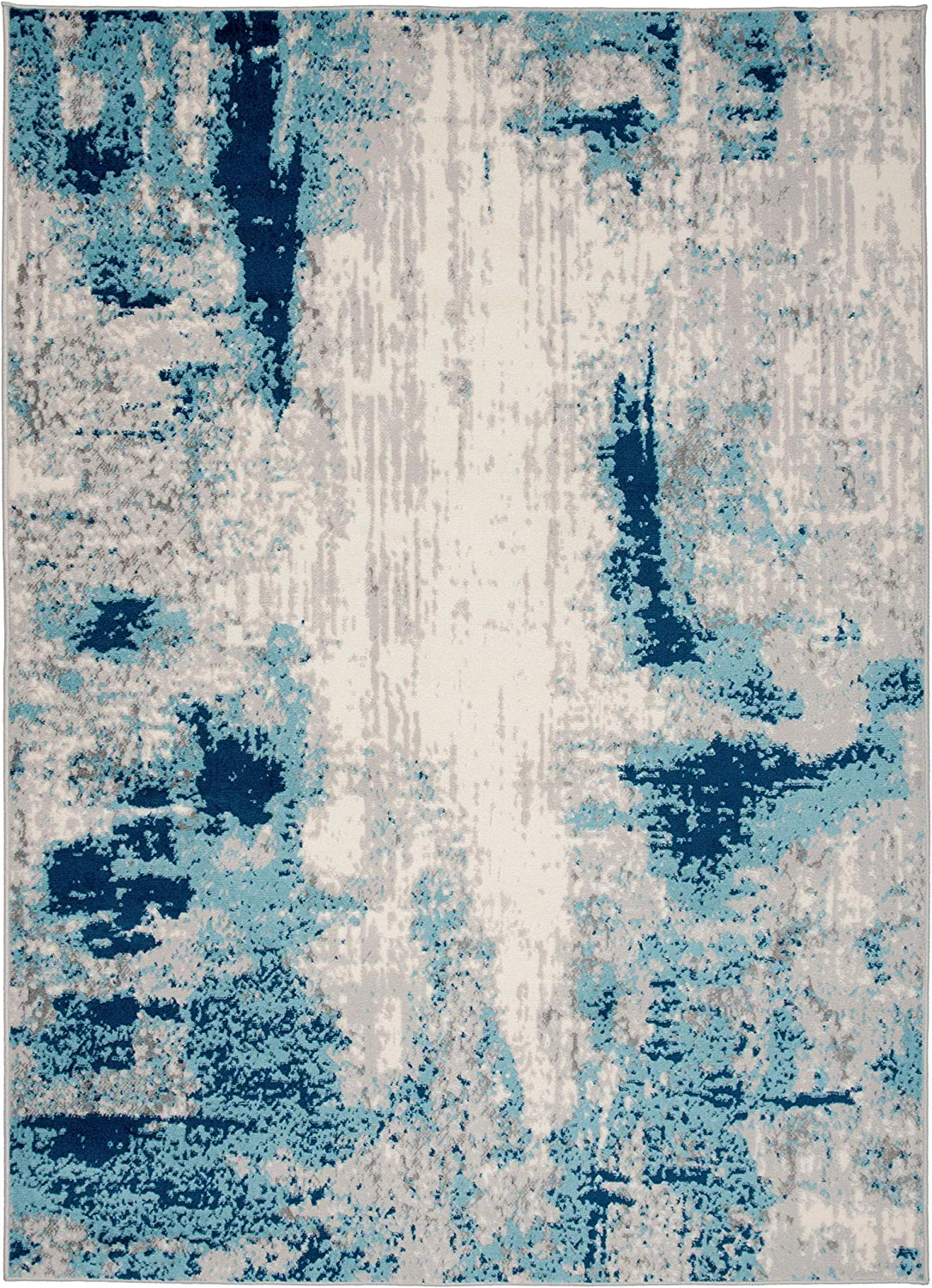 Sky Collection Whimsical Abstract Area Rug 5' X 7' Blue