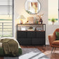 Dresser TV Stand, Entertainment Center with Fabric Drawers, Media Console Table with Open Shelves for TV up to 45 Inch, Storage Drawer Unit for Bedroom, Living Room, Black and Rustic Brown