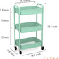 3-Tier Rolling Metal Storage Organizer - Mobile Utility Cart, Kitchen Cart with Caster Wheels (Aqua Green)