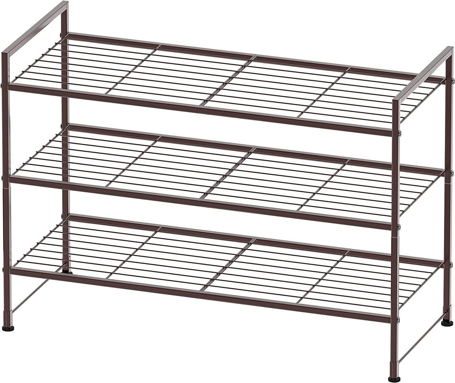 3-Tier Stackable Shoes Rack Storage Shelf, Bronze