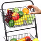 3 Tier Market Basket,Storage Basket Organizer, Fruit Vegetable Produce Metal Hanging Storage Bin for Kitchen,Bathroom Tower Baskets Stand