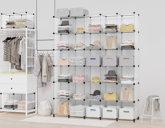 Closet Organizer, 12-Cube Closet Organizers and Storage, Portable Closet Storage Shelves, Clothing Storage for Kids, Closet, Bedroom, Bathroom, Office (11.8X11.8X11.8 Inch), Transparent