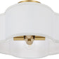 4-Light Semi Flush Mount Ceiling Light Fixture, Gold Modern Close to Ceiling Lamp with White Fabric Shade, Farmhouse Bright Lighting Brass Finish for Nursery Kids Room Bedroom Kitchen Hallway Entryway