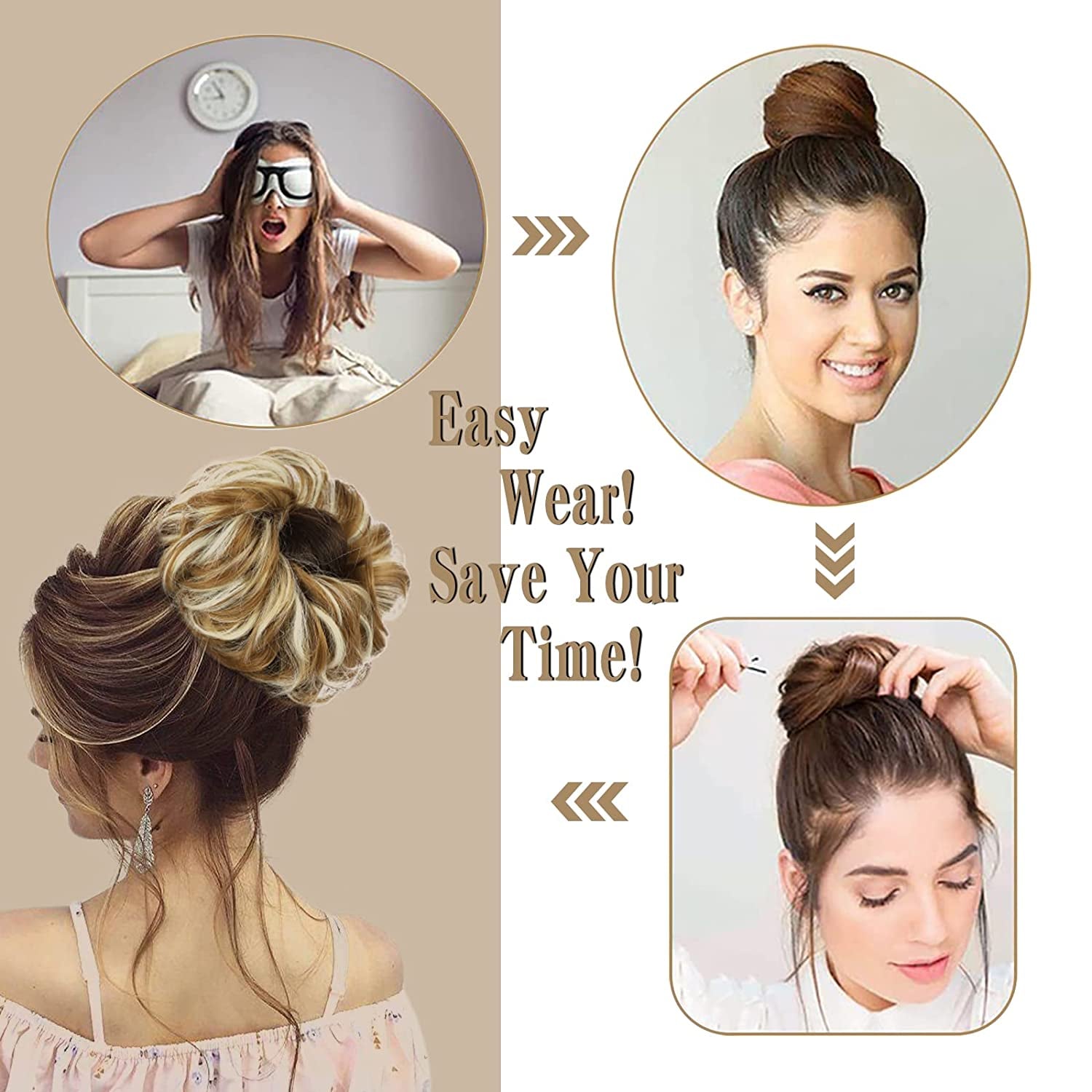1PCS Messy Hair Bun Hair Scrunchies Extension Curly Wavy Messy Synthetic Chignon for Women Updo Hairpiece