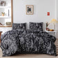 3 Pieces Queen Duvet Cover, Black Duvet Cover with White Plant Floral Duvet Cover Microfiber Soft Queen Bedding Set with Zipper Closure & 2 Pillow Cases