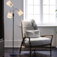 Multi Head Floor Lamp - 3 Light Adjustable Floor Lamp - Standing Lamp with 3 Adjustable White Fabric Drum Shades (Black)