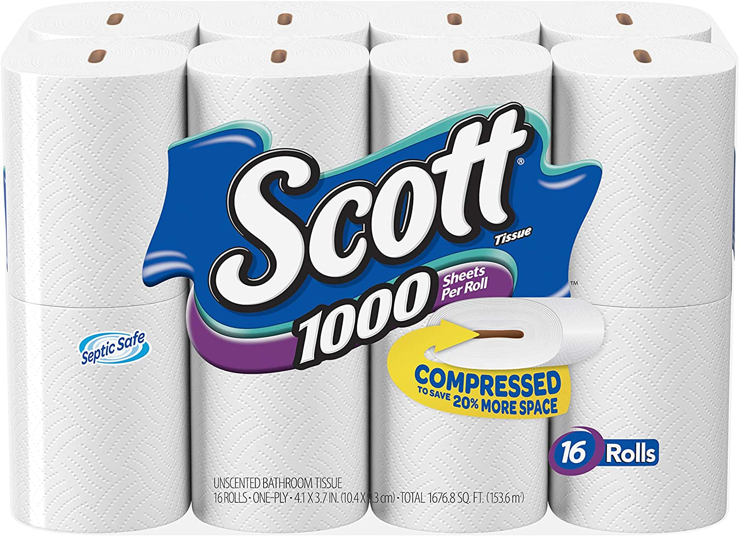 1000 Sheets per Roll Toilet Paper, 32 Rolls, Bath Tissue