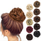 1PCS Messy Hair Bun Hair Scrunchies Extension Curly Wavy Messy Synthetic Chignon for Women Updo Hairpiece (Light Golden Auburn-30#)