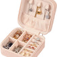 PU Leather Small Jewelry Box, Travel Portable Jewelry Case for Ring, Pendant, Earring, Necklace, Bracelet Organizer Storage Holder Boxes (Pink)
