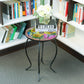 Mosaic Side Table Outdoor for Patio, Indoor Accent Table Coffee Table for Bistro, Plant End Table Small, Sunflower Round Glass Plant Table Stands