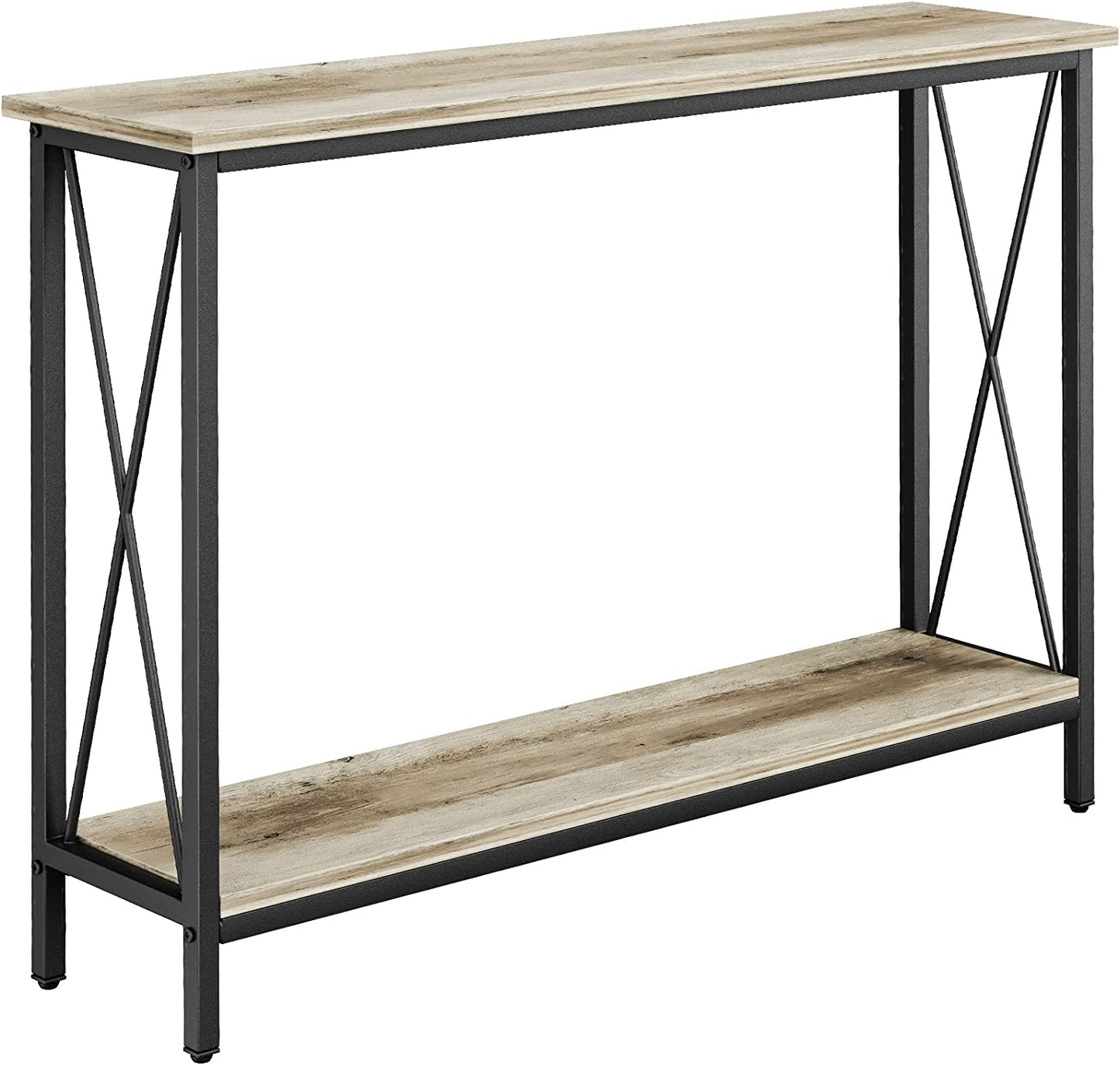 Console Table, Narrow Sofa Table with Shelves, 2 Tier Industrial Entryway Table W/Metal Frame for Hallway/Foyer/Corridor/Front Hall, 40 X 11.81 X 31.5 Inches -Greige and Black
