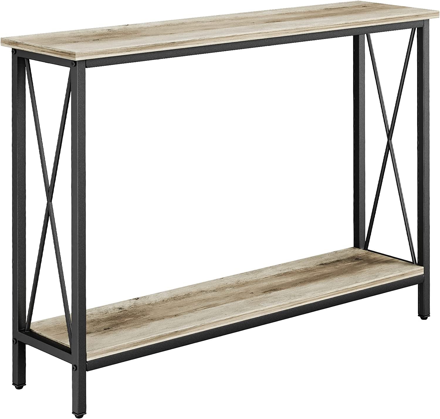Console Table, Narrow Sofa Table with Shelves, 2 Tier Industrial Entryway Table W/Metal Frame for Hallway/Foyer/Corridor/Front Hall, 40 X 11.81 X 31.5 Inches -Greige and Black