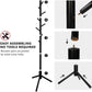 Wooden Tree Coat Rack Stand, 3 Adjustable Sizes, 8 Hooks - Super Easy Assembly NO Tools Required - Free Standing Solid Coat Hanger Stand for Clothes, Suits, Accessories (Black)