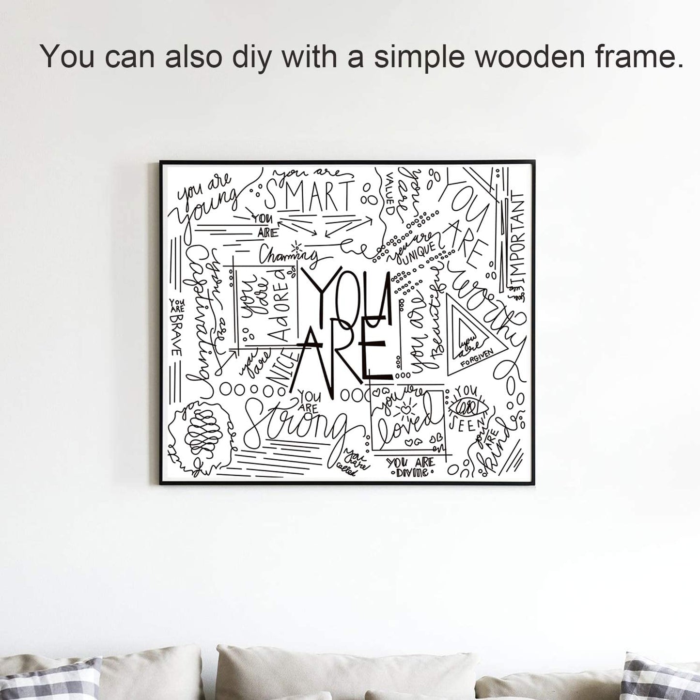 Quote You Are Wall Tapestry, Inspirational Wall Art Positive Saying Wall Hanging White Tapestry for Teen Girl Bedroom Dorm - 51.2X59.1 Inches