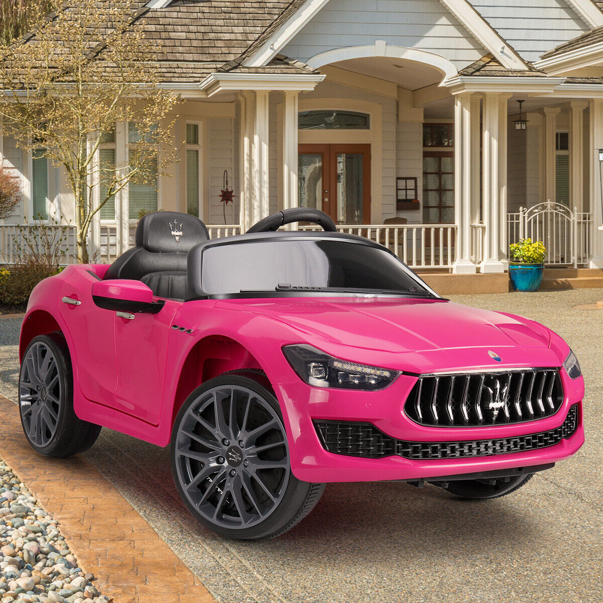 TOBBI 12V Kids Ride on Car Maserati Ghibli Electric Toy Girls Gift Pink W/RC