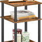 Tall Side Table Set of 2, 3-Layer Stackable Nightstand, Stable End Table for Small Space in Bedroom, Living Room, Industrial Style, Stable Frame, Easy Assembly Rustic Brown BF10BZP201