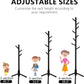 Wooden Tree Coat Rack Stand, 3 Adjustable Sizes, 8 Hooks - Super Easy Assembly NO Tools Required - Free Standing Solid Coat Hanger Stand for Clothes, Suits, Accessories (Black)