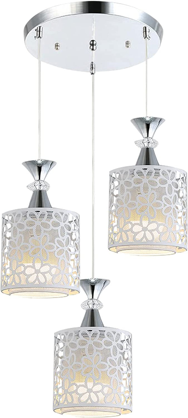 NOPTEG 3 Lights Modern Petal Ceiling Light LED Pendant Lamp Dining Room Chandelier (White)
