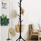 Wooden Tree Coat Rack Stand, 3 Adjustable Sizes, 8 Hooks - Super Easy Assembly NO Tools Required - Free Standing Solid Coat Hanger Stand for Clothes, Suits, Accessories (Black)