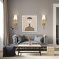 Wall Sconces Set of 2, Dimmable Sconces Wall Lighting, Classic Hardwired Indoor Brushed Gold Metal Sconce Lights with Fabric Shades (Bulb and Switch Not Included)