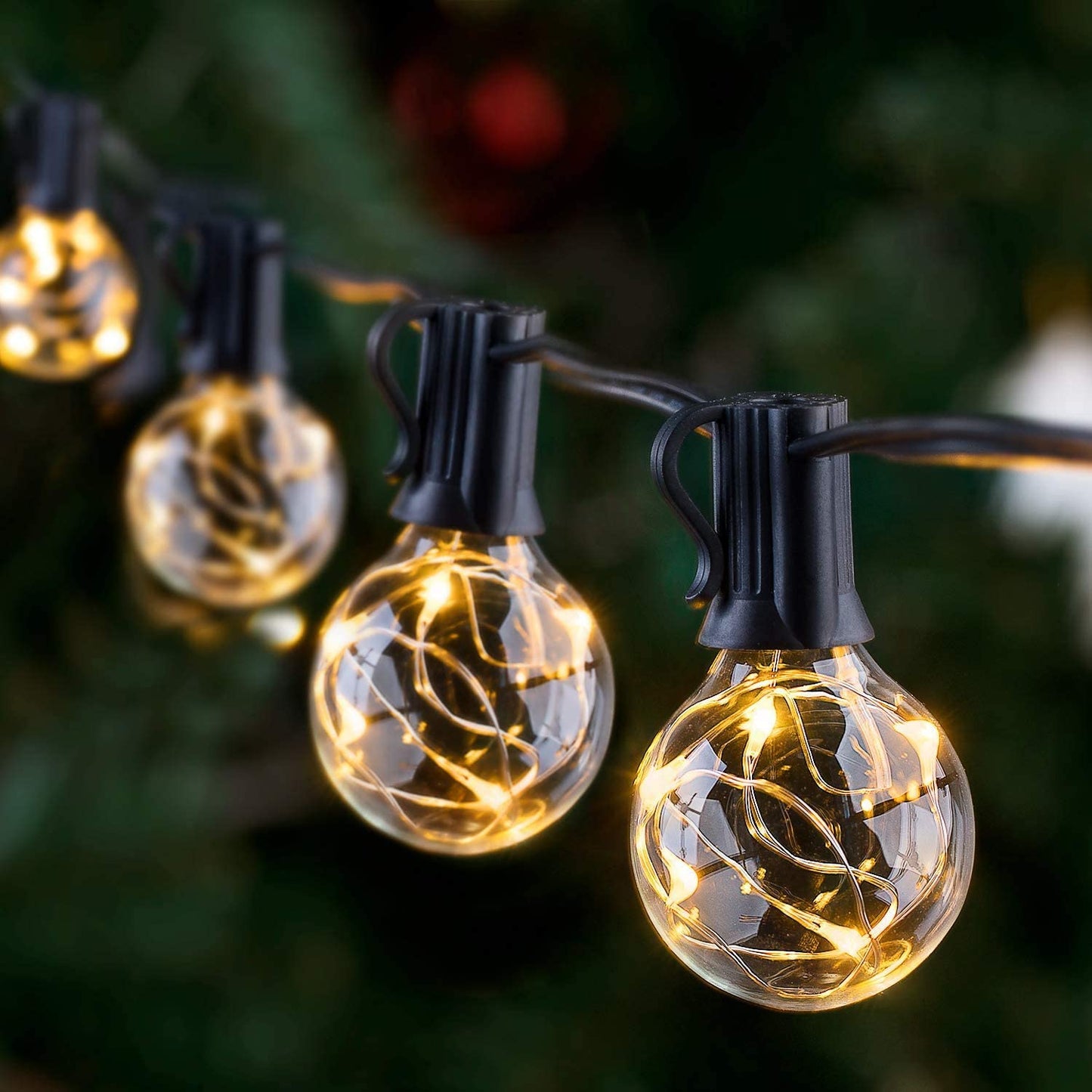 G40 LED Outdoor String Lights, 38.5Ft UL Approval IP65 Waterproof, 30+3 0.1W per Bulbs Energy Saving, outside Decorative Lighting Hanging for Patio Porch Garden Bistro Cafe Party Wedding