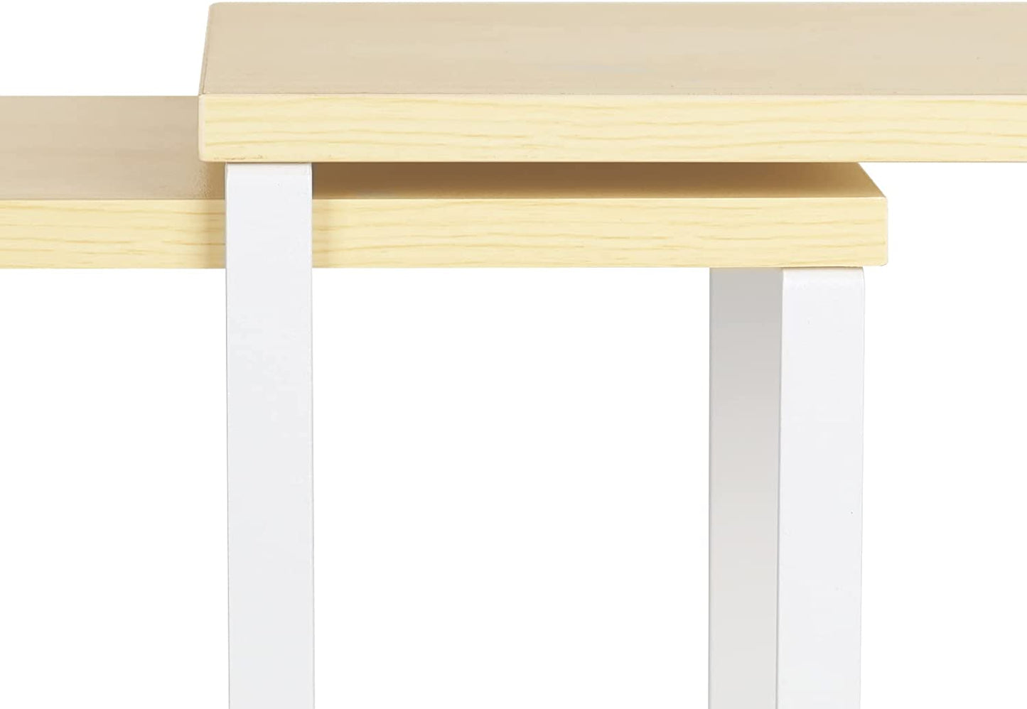 Set of 2 Cabinet Kitchen Shelves Stackable Countertop Shelf and Expandable Wood Cabinet Organizer Shelves for Bathroom Study Room, White