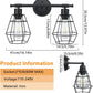2-Light Industrial Bathroom Vanity Light, Farmhouse Metal Cage Wall Sconces, Rustic Matte Black Wall Mount Light Fixtures, Porch Wall Lamps for Living Room, Mirror Cabinets, Bedroom, E26 Base