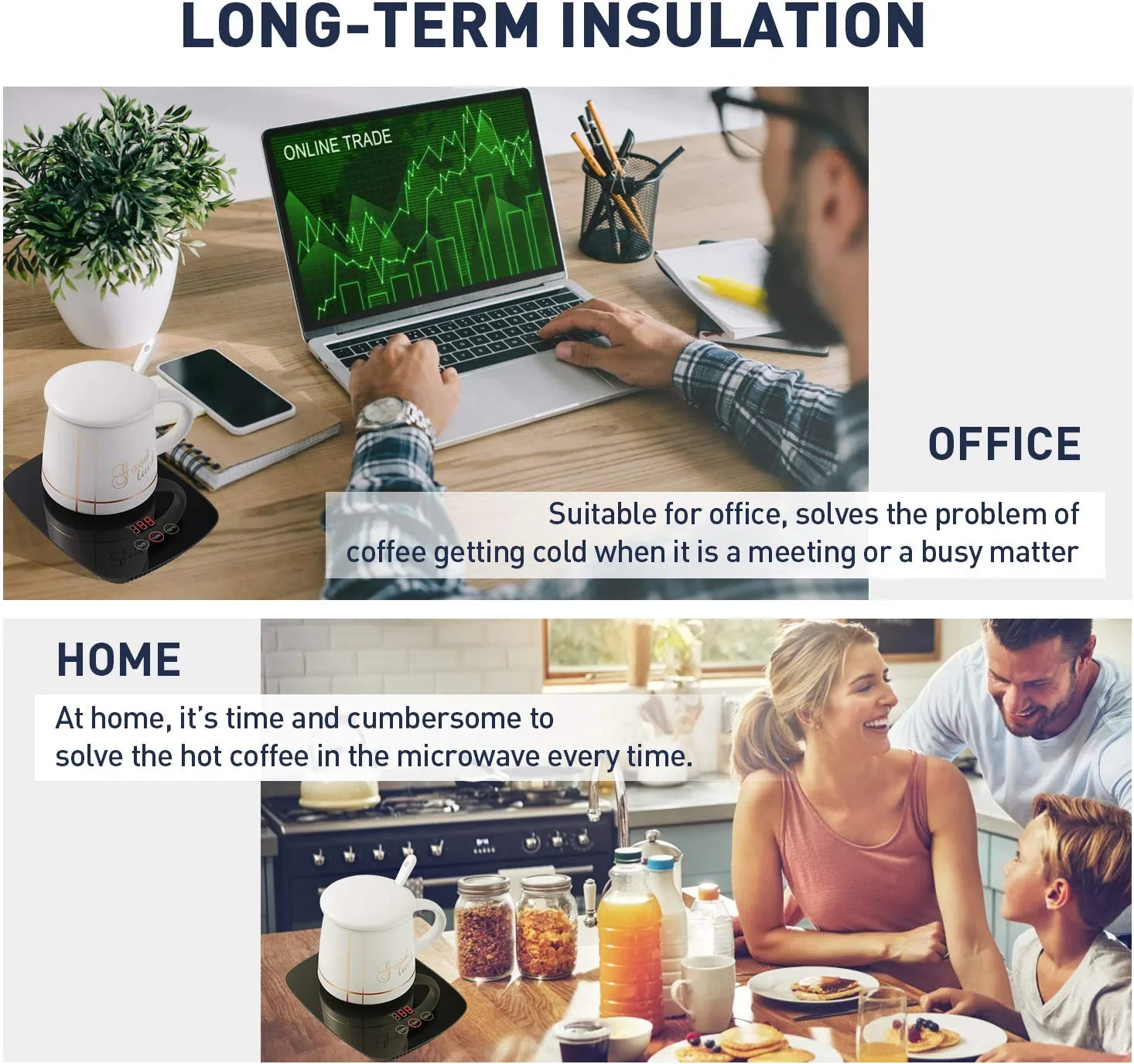 Coffee Mug Warmer for Desk with Heating Function 25 Watt Electric Beverage Warmer with Adjustable Temperature 131℉/ 55℃Or 167℉/ 75℃ (Without Mug)