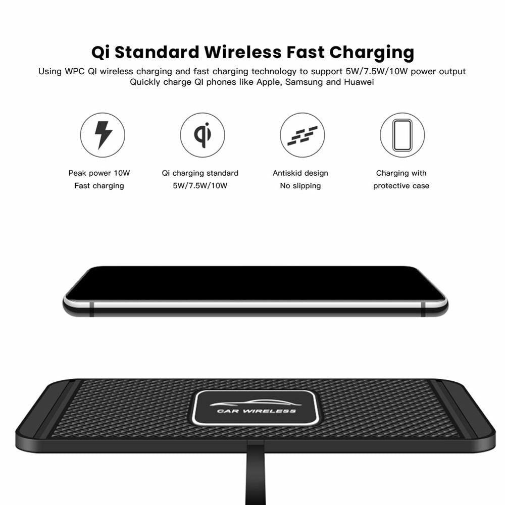 QI Wireless Phone Charger for Car Fast Charging Mat for Iphone Android Universal