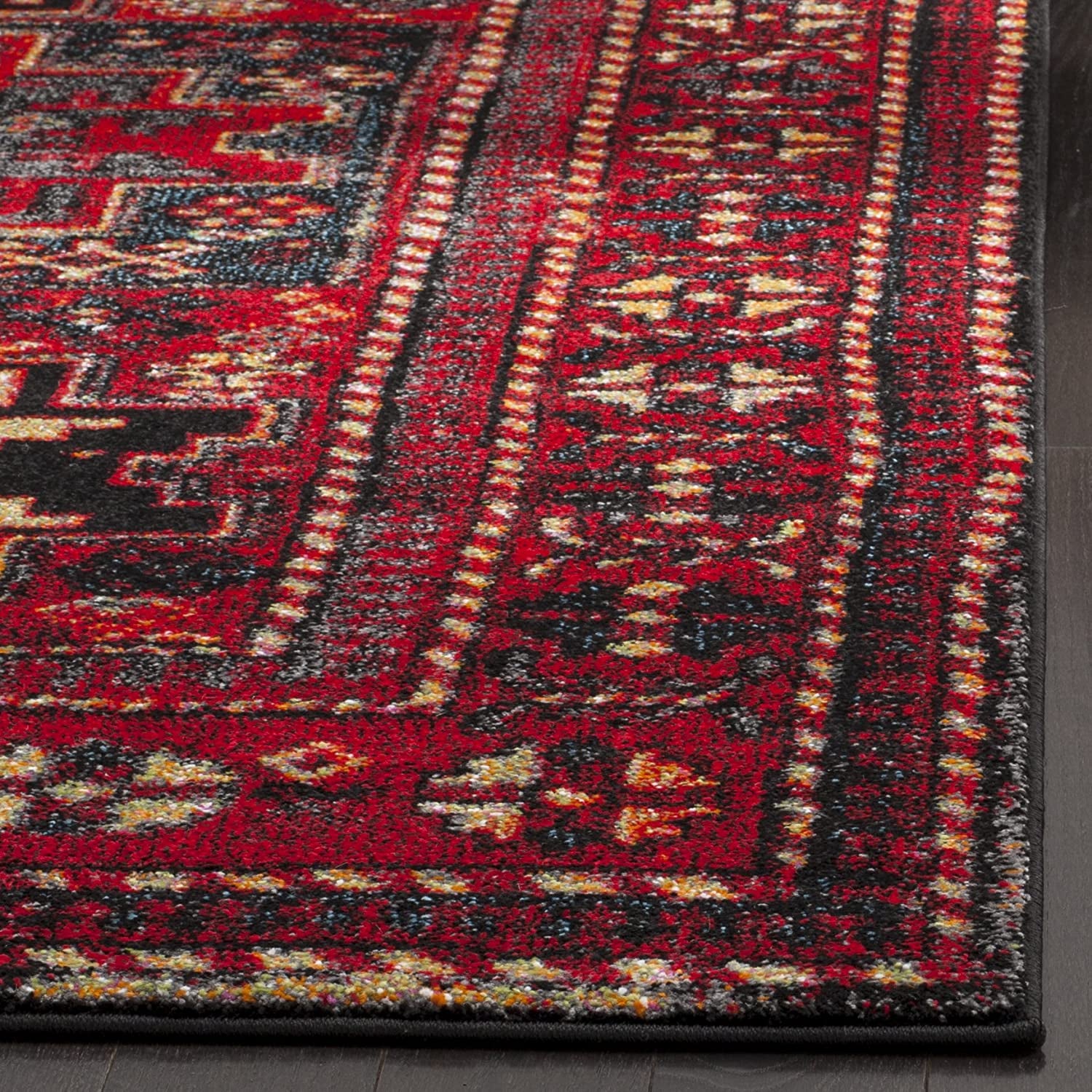 Vintage Hamadan Collection 4' X 6' Red / Multi VTH213A Oriental Traditional Persian Non-Shedding Living Room Bedroom Accent Rug