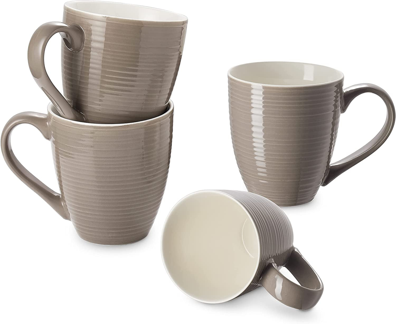 17 Oz Large Coffee Mugs Set of 4 - Ceramic Coffee Mugs with Large Handle, Easter Mother'S Day Coffee Cups Gift for Hot or Cold Drinks, Easy to Hold & Texture Design, Brown
