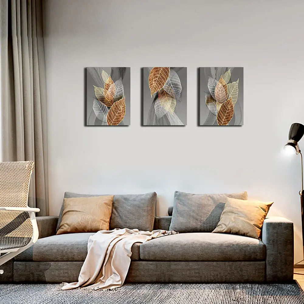 Canvas Wall Art for Living Room Family Wall Decorations for Kitchen Modern Bathroom Wall Decor Black Paintings Abstract Leaves Pictures Artwork Inspirational Canvas Art Bedroom Home Decor 3 Pieces