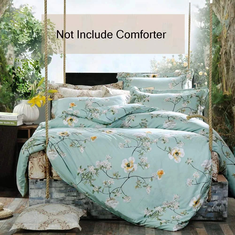 Bedding Duvet Cover Set Queen, 3 Pieces – 800-Thread Floral Microfiber down Comforter Quilt Cover Zipper & Tie for Women & Men’S Bedroom, Luxury Guestroom Decor -Teal