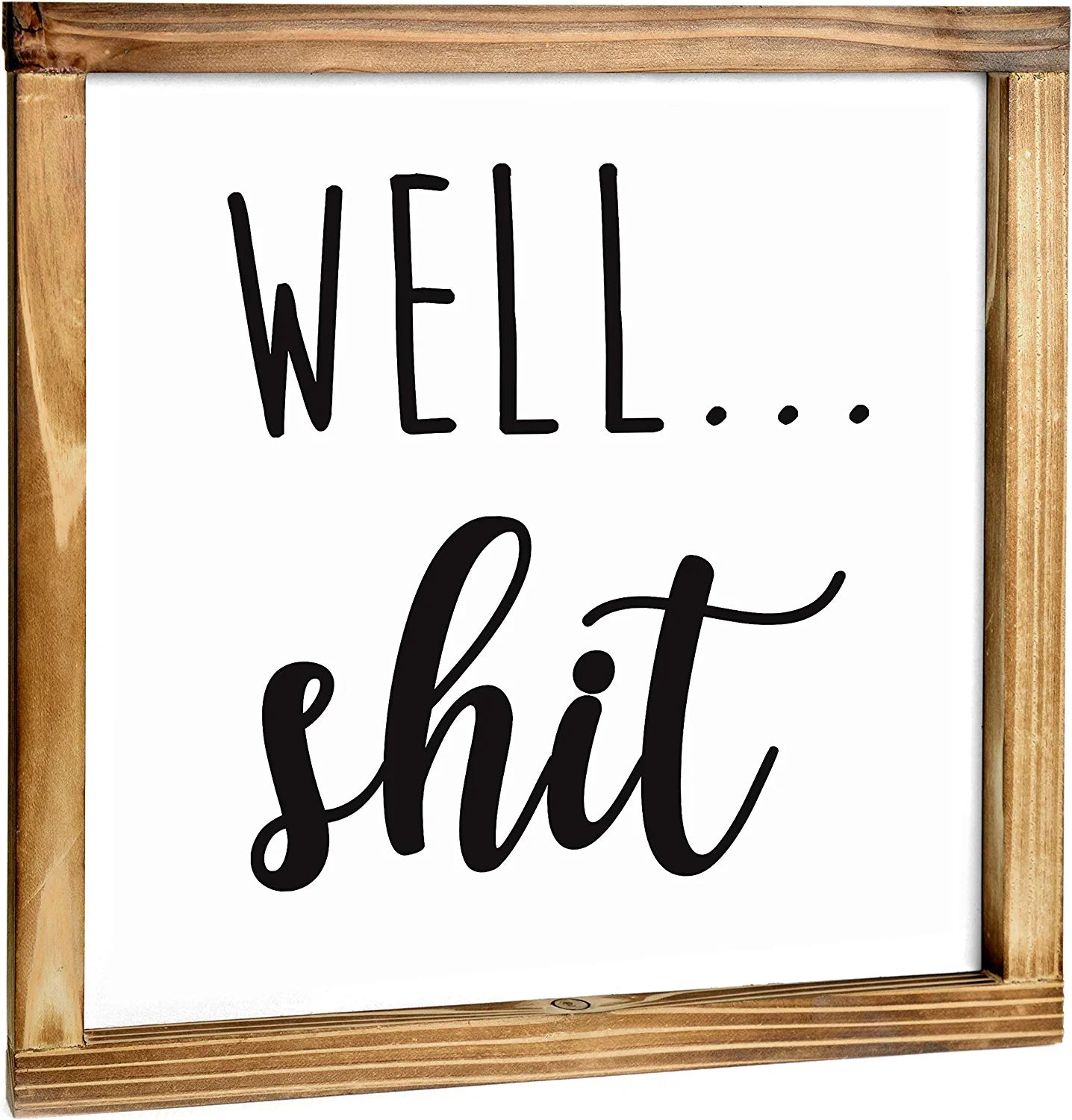 Well Shit Farmhouse Bathroom Sign - Funny Modern Farmhouse Decor Sign, Cute Guest Bathroom Decor Wall Art, Rustic Home Decor, Sign for Bathroom Wall with Funny Quotes 12X12 Inch