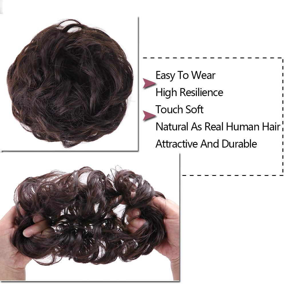 Messy Hair Bun Hair Scrunchies Extension 1PCS Curly Wavy Messy Synthetic Chignon for Women Updo Hairpiece