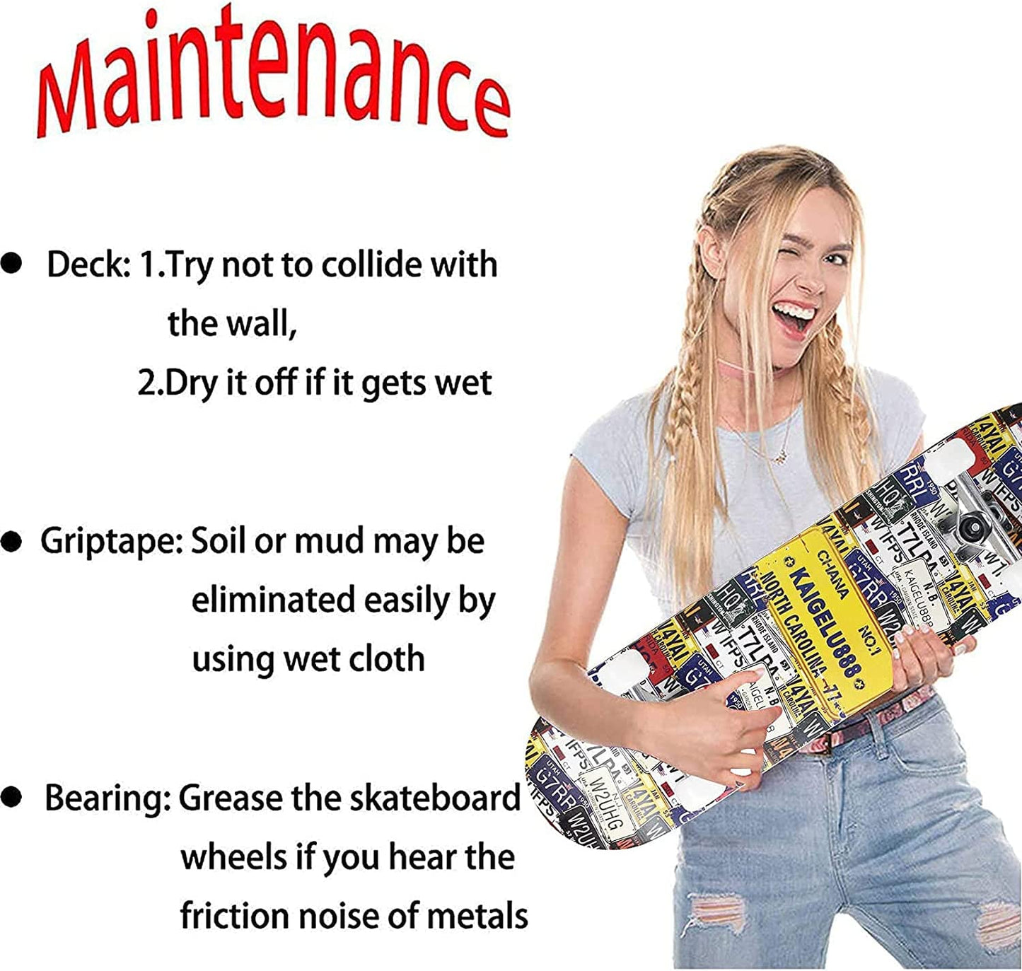 Pro Complete Skateboards for Beginners Adults Youths Teens Kids Girls Boys 31"X8" Skate Boards 7 Layer Canadian Maple Double Kick Concave Longboards