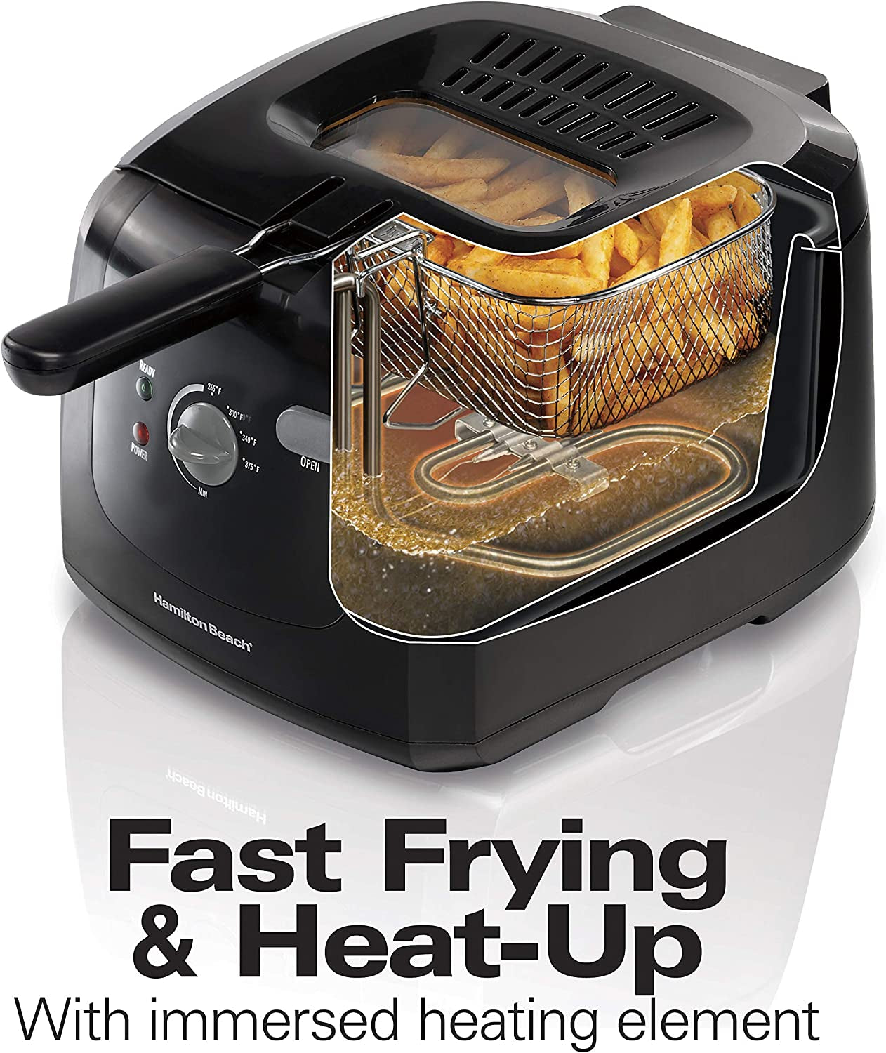 Electric Deep Fryer, Cool Touch Sides Easy to Clean Nonstick Basket, 8 Cups / 2 Liters Oil Capacity, Black