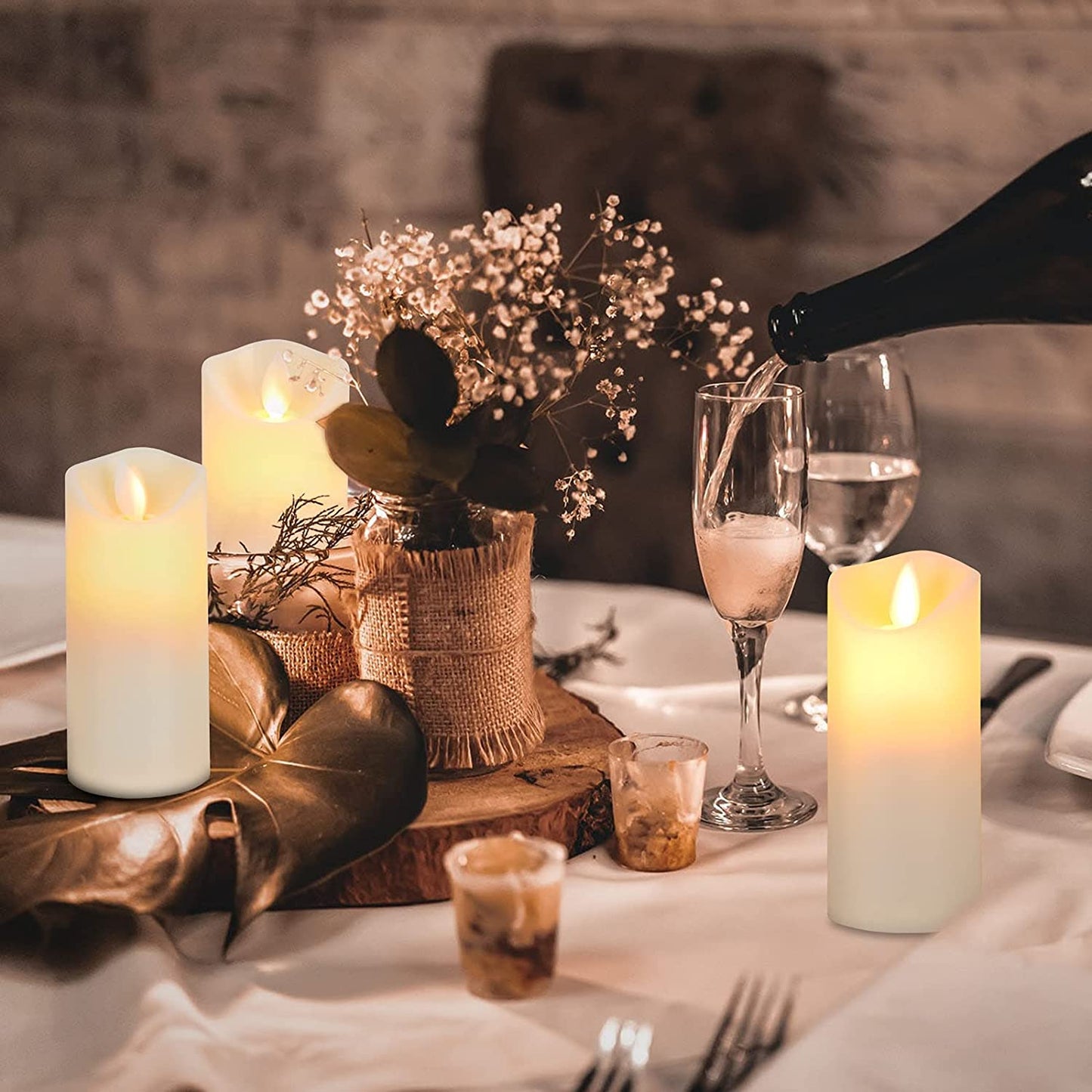 Flickering Flameless Candles with 10-Key Timer Remote, Exquisite Decor Battery Operated Candles Outdoor Heat Resistant with Realistic Moving Wick LED Flames