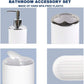 Bathroom Accessories Set Bath Ensemble Includes Soap Dispenser, Toothbrush Holder, Tumbler, Soap Dish for Decorative Countertop and Housewarming Gift ,Snow White