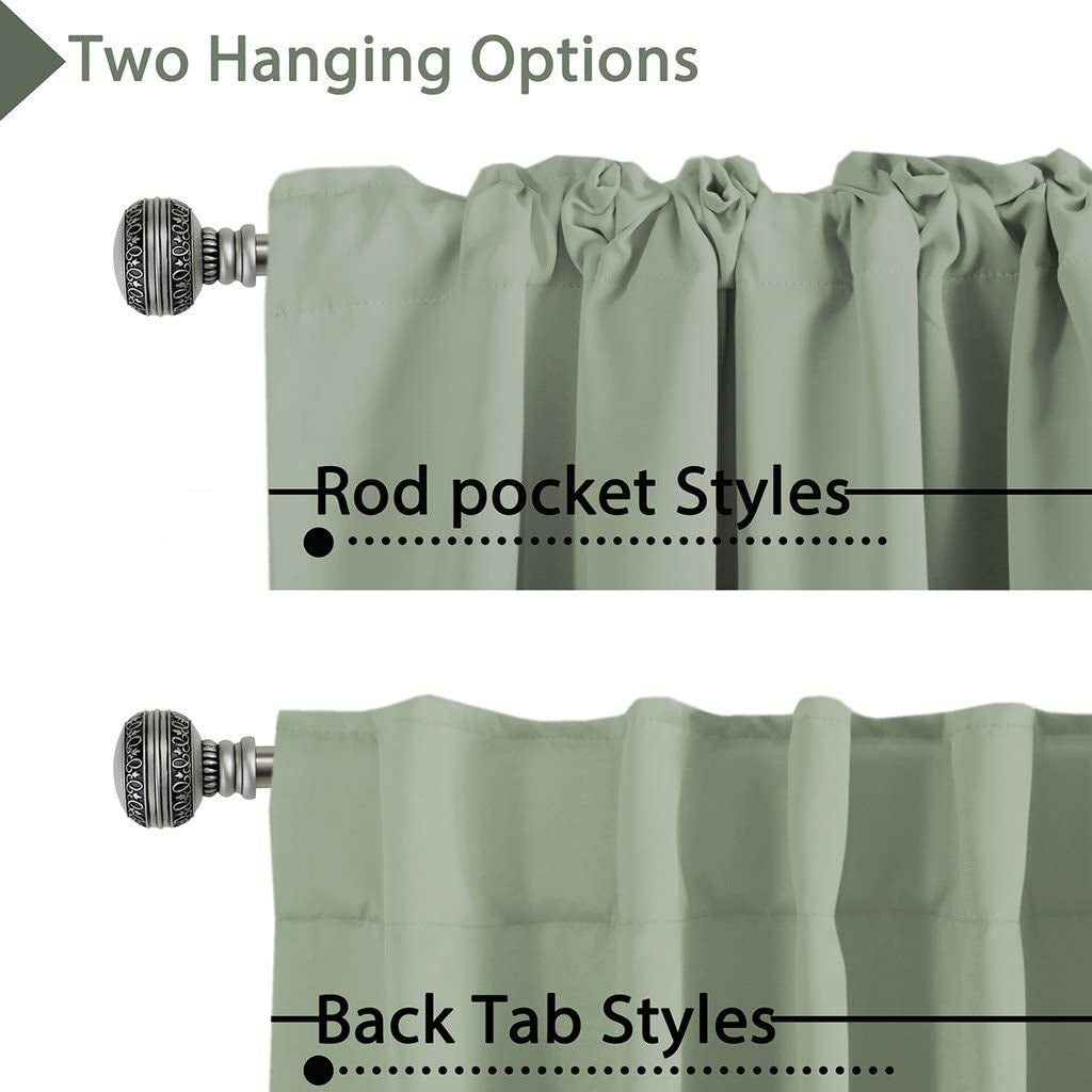 Blackout Curtains Thermal Insulated Window Treatment Panels Room Darkening Blackout Drapes for Living Room Back Tab/Rod Pocket Bedroom Draperies, 52 X 84 Inch, Light Sage, 2 Panels