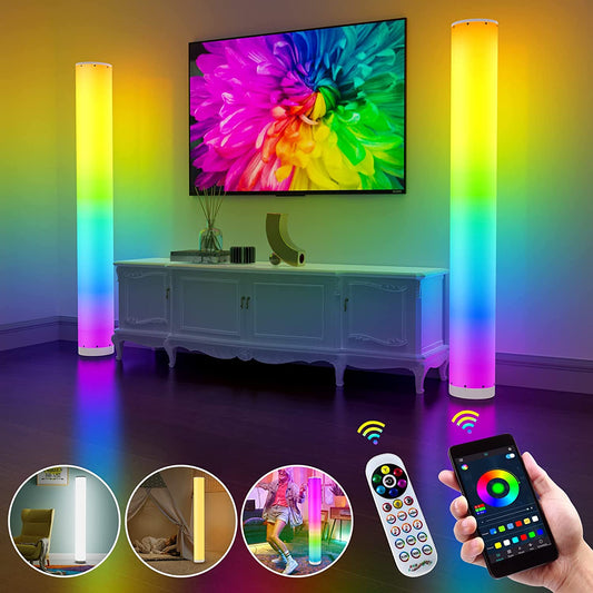 2-Pack Corner Floor Lamp,Lamps for Living Room with Smart App and Remote Control,Color Changing Mood Lighting with Music Sync,Colorful Atmosphere Decoration Lamp Dimmable Night Light